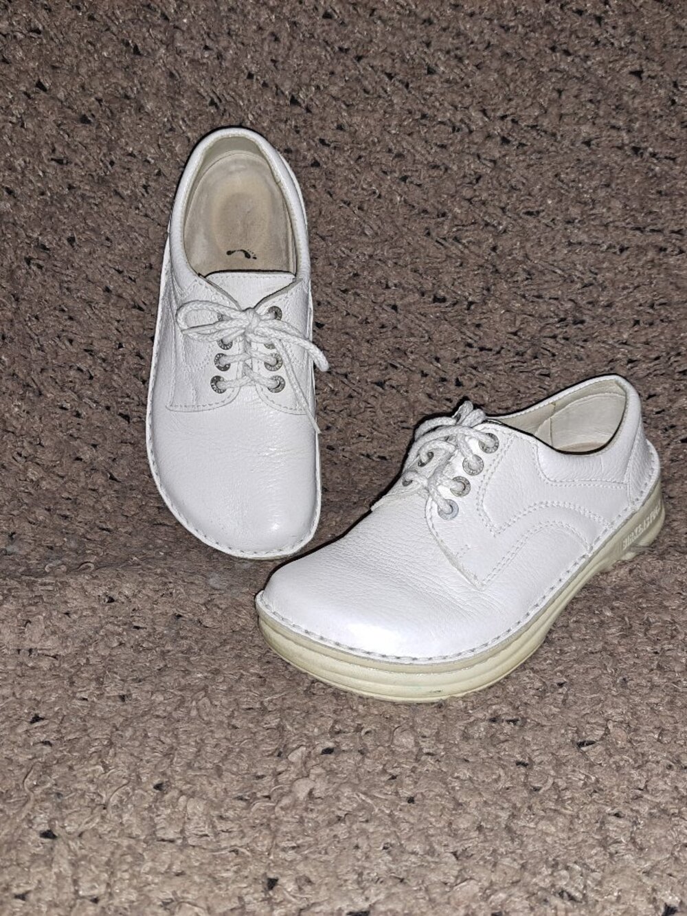 BIRKENSTOCK-Lace Up Shoes-White Leather Lace Up Oxfords-Sz 36-Very Good